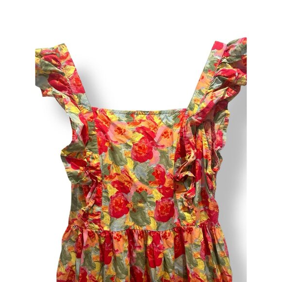 Peyton & Parker Bright Floral Ruffled Smocked Tie Back Maxi Dress Size Large - Picture 9 of 15